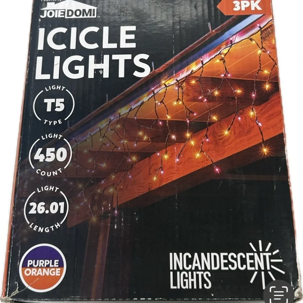 Halloween Joiedomi Icicle Lights with Purple and Orange Glow